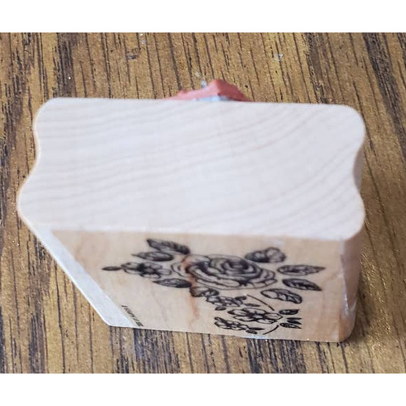 Stampin' Up! Rose Flower Plant Rubber Stamp 2002 Sketched Wood Mount - Picture 8 of 8